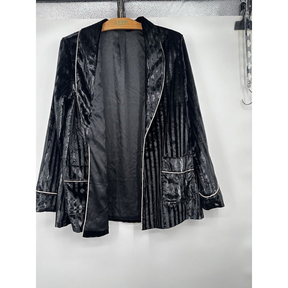 Victoria‎ Secret Black Velvet Blazer Women L Dress Shirt Outfit